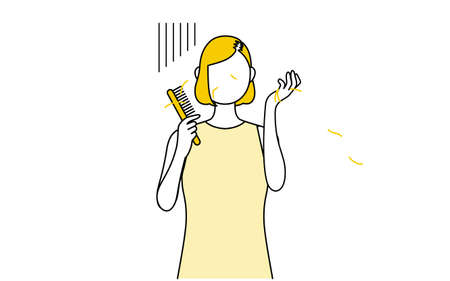 Women shocked by AGA, thinning hair, and hair loss in womenのイラスト素材