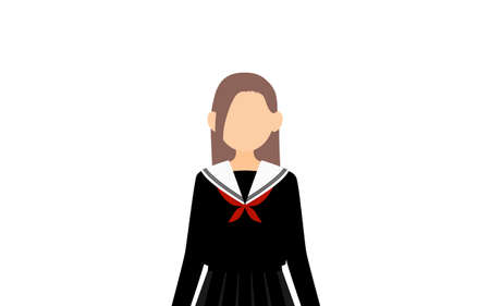 Girl wearing school sailor uniform, Stand uprightのイラスト素材