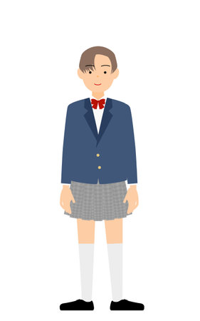 Genderless, blazer uniform, Stand on a stick with your hands down.のイラスト素材