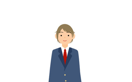 Genderless, blazer uniform, Stand on a stick with your hands down.のイラスト素材