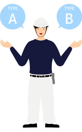 Carpenter man pose, Suggesting A and Bのイラスト素材
