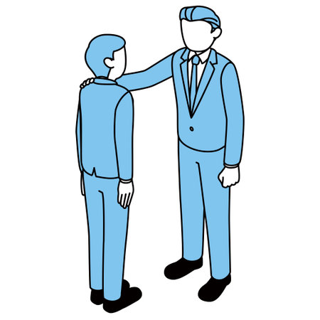 Supervisors and middle managers who tap their subordinates on the shoulder to encourage themのイラスト素材