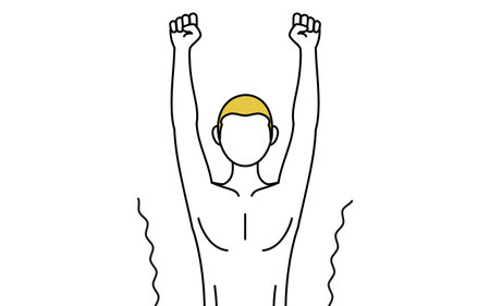 Hair removal and Men's esthetics image, A man in underwear stretching and standing tall.のイラスト素材