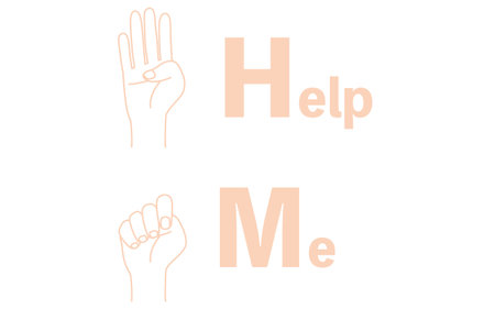 Line drawing of the Help Me hand signのイラスト素材
