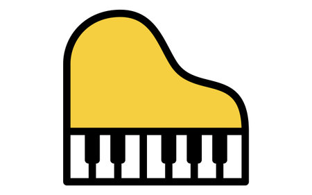 Music, simple grand piano icon (pianist), Vector Illustrationのイラスト素材