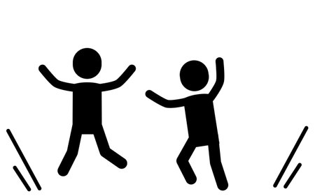 Image icon of a child jumping around energetically that causes noise problems, Vector Illustrationのイラスト素材