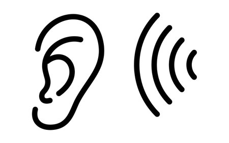 Image icon of sound waves reaching the ear (sound is heard), Vector Illustrationのイラスト素材