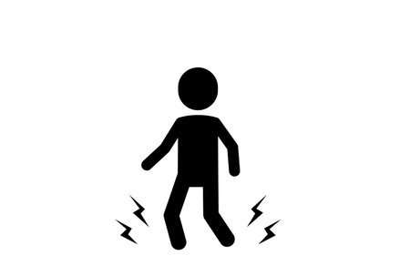 Image icon of a person walking with loud footsteps that causes noise problems, Vector Illustrationのイラスト素材