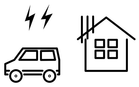 Image icon of a house affected by automobile noise, Vector Illustrationのイラスト素材