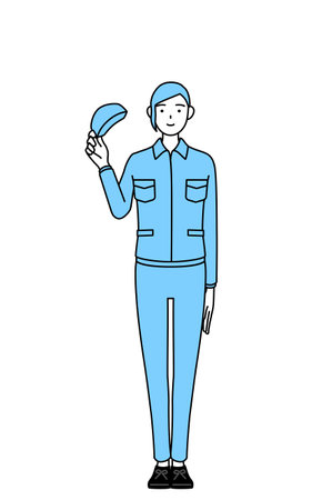 Woman in hat and work clothes with sunglasses and holding a rifle, Vector Illustrationのイラスト素材