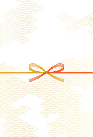 Simple New Year's card for the year of the dragon 2024,  Japanese Pattern background with mizuhiki and dragon, New Year postcard material, Vector Illustrationのイラスト素材