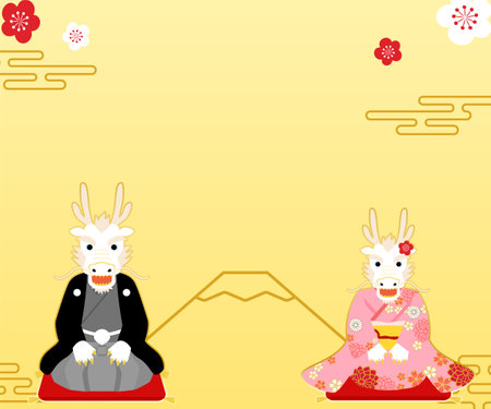 New Year's First Banner for the Year of the Dragon 2024, Vector Illustrationのイラスト素材
