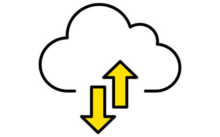 Simple line drawing to send and receive data via cloud services, Vector Illustrationのイラスト素材