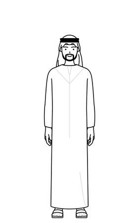 Muslim Man with a smile facing forward, Vector Illustrationのイラスト素材