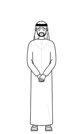 Muslim Man bowing with folded hands, Vector Illustrationのイラスト素材