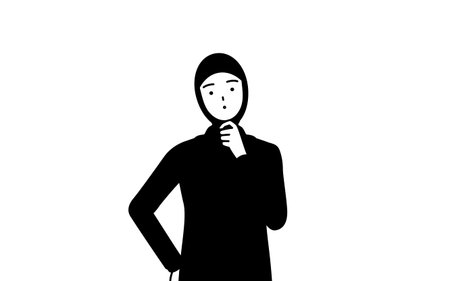 Muslim Woman nodding her head in question, Vector Illustrationのイラスト素材