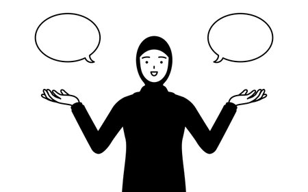 Muslim Woman with wipeout and comparison, Vector Illustrationのイラスト素材