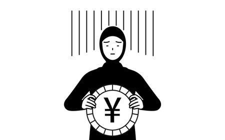 Muslim Woman an image of exchange loss or yen depreciation, Vector Illustrationのイラスト素材