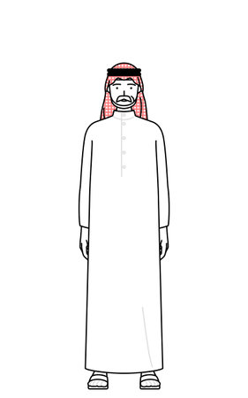 Senior Muslim Man with a smile facing forward, Vector Illustrationのイラスト素材
