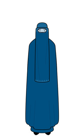 Muslim woman in burqa with a smile facing forward, Vector Illustrationのイラスト素材