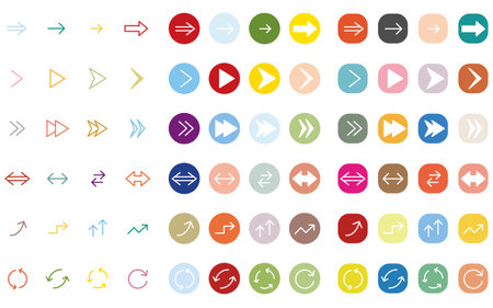 Simple set of arrow icons, colorful, Vector Illustrationのイラスト素材