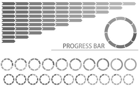 Simple monochrome progress bar, infographic, Vector Illustrationのイラスト素材