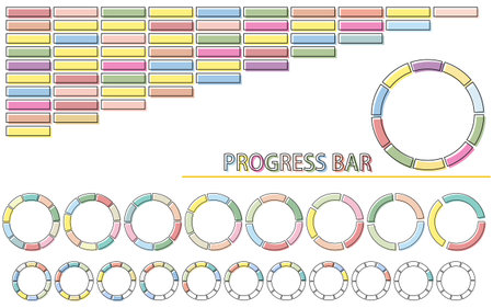 Simple, colorful progress bar and infographic, Vector Illustrationのイラスト素材