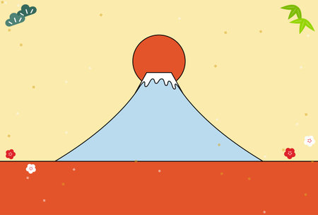 New Year's card for 2024, Mt. Fuji and the first sunrise of the year, Vector Illustrationのイラスト素材