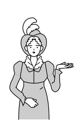 English conversation, 19th century aristocratic-looking woman asking for help in classical English, Vector Illustrationのイラスト素材