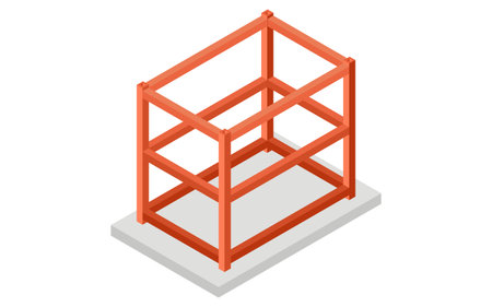 Illustration of building structure, isometric illustration of steel frame (Steel), Vector Illustrationのイラスト素材