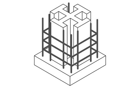 Illustrative illustration of building structure, isometric illustration of steel reinforced concrete (SRC), Vector Illustrationのイラスト素材