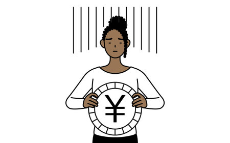 African-American woman an image of exchange loss or yen depreciation, Vector Illustrationのイラスト素材