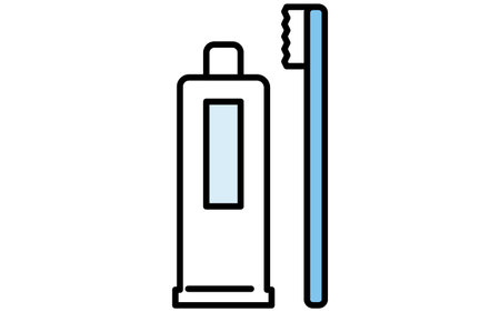 Dental: Iconic image of toothpaste, simple line drawing of toothbrush and toothpaste, Vector Illustrationのイラスト素材