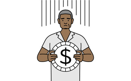 African senior man an image of exchange loss or dollar depreciation, Vector Illustrationのイラスト素材