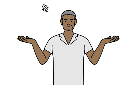 African senior man with his hands outstretched in distress, Vector Illustrationのイラスト素材