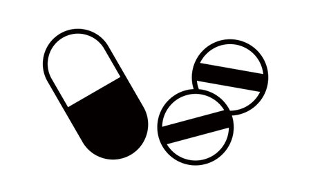 Icons of oral medications (capsules and tablets), image of AGAのイラスト素材