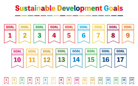 Heading label set in SDG colors, tag type, Vector Illustrationのイラスト素材