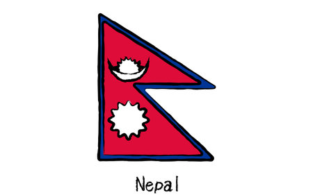 Analog hand-drawn world flag, Nepal, Vector Illustrationのイラスト素材