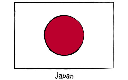 Analog hand-drawn world flag, Japan, Vector Illustrationのイラスト素材
