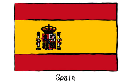 Analog hand-drawn world flag, Spain, Vector Illustrationのイラスト素材