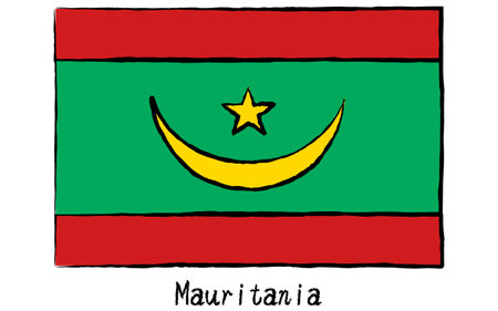 Analog hand-drawn world flag, Mauritania, Vector Illustrationのイラスト素材