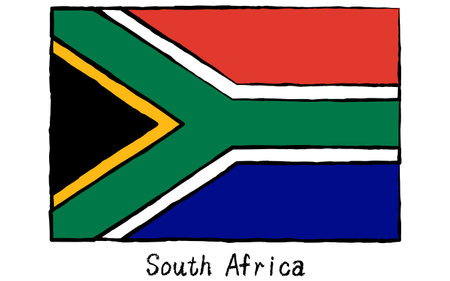 Analog hand-drawn world flag, South Africa, Vector Illustrationのイラスト素材
