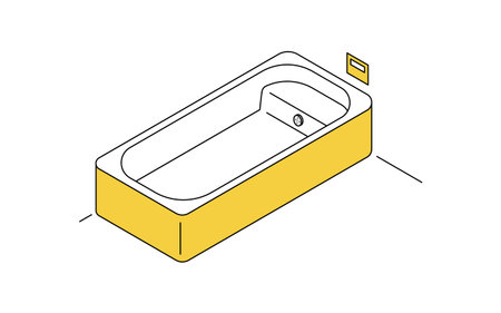 Home remodeling, shallow type system bathtub, simple isometric illustration, Vector Illustrationのイラスト素材