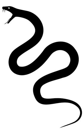 New Year's card material for the year of the snake 2025, silhouette of a snake with fangs, Vector...
