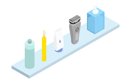 Facial washbasin set, isometric illustration, Vector Illustrationのイラスト素材