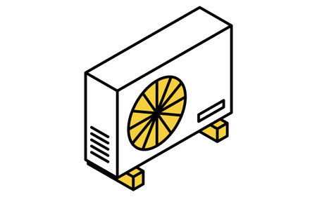 White appliances: outdoor unit of air conditioner, isometric illustrations, Vector Illustrationのイラスト素材