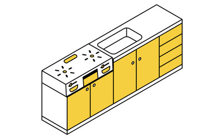 Kitchen without gas stove, isometric illustration, Vector Illustrationのイラスト素材