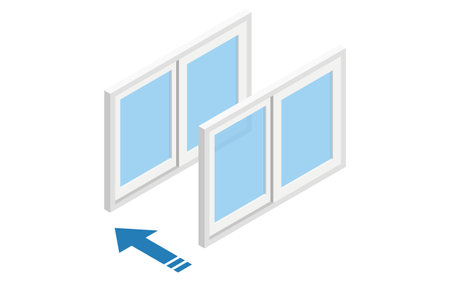 Double-paned windows Illustration of noise reduction measures that can be taken in rental properties, Vector Illustrationのイラスト素材