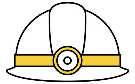 Simple line drawing icon of emergency kit, helmet with headlight, Vector Illustrationのイラスト素材