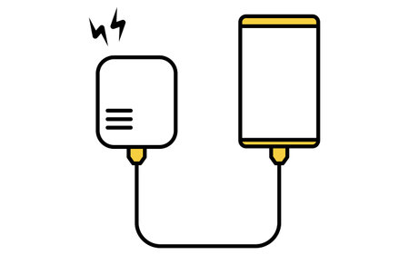 Simple line drawing icon of emergency kit, Mobile battery for recharging mobile phones, Vector Illustrationのイラスト素材